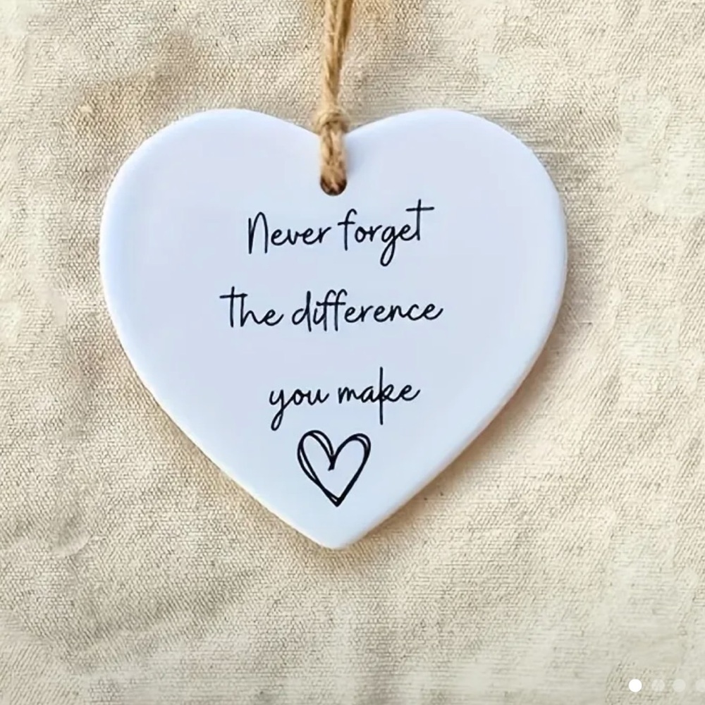 NEW Heart-Shaped White Ornament with Gold String